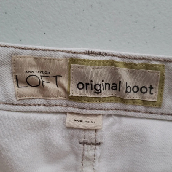 Loft Original Bootcut Jeans Women's 8 White with Constrast Thread Denim Casual - Picture 4 of 12